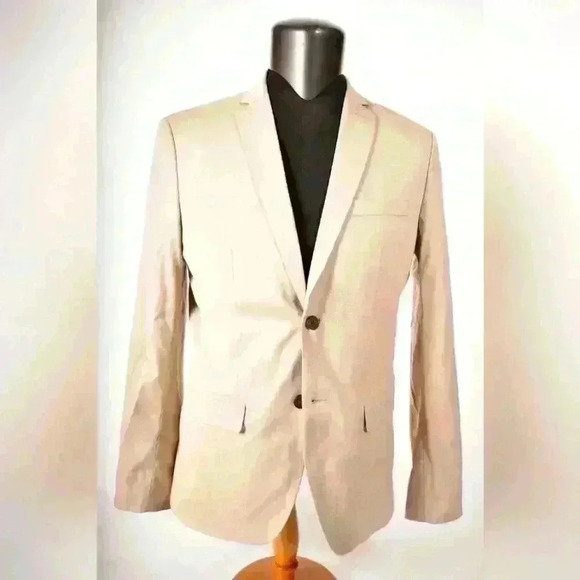 NWT SELECTED HOMME Tan  Beige Polyester Stretch Soft Jersey Blazer Jacket 40R - Picture 1 of 11